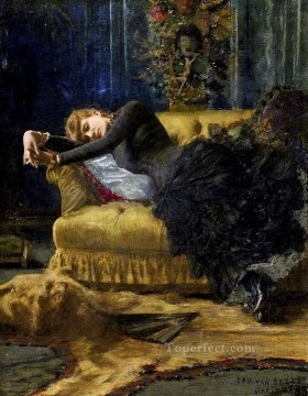 ヤン・ファン・ビアス Painting - 若い女性の肖像 ジャン・ファン・ビアス パリジェンヌ